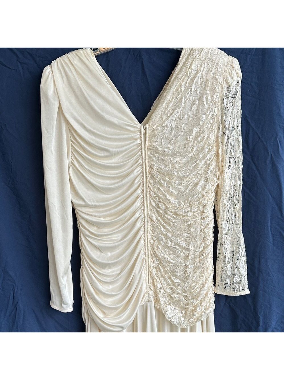 Filigree Ltd Vintage Elegant Ivory Draped Long Sleeve Special Occasion Dress 18W - Picture 13 of 17
